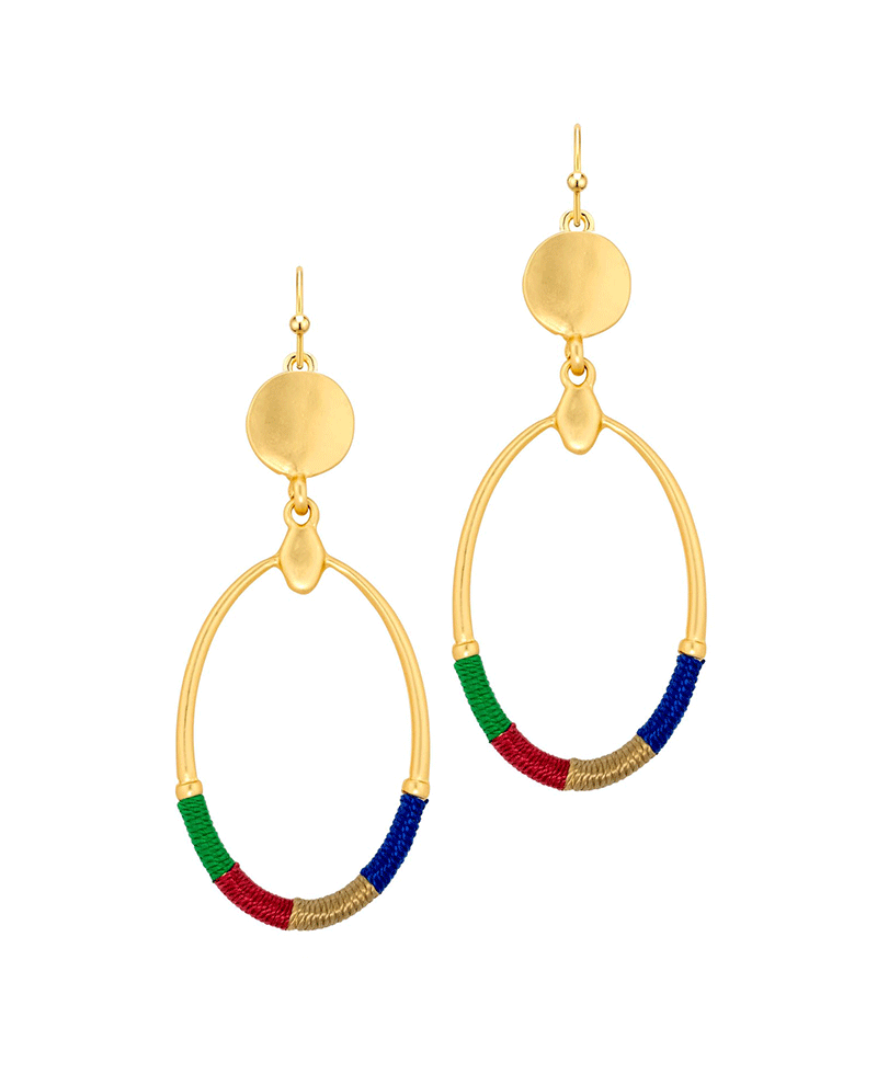 Thread Metal Oval Earring