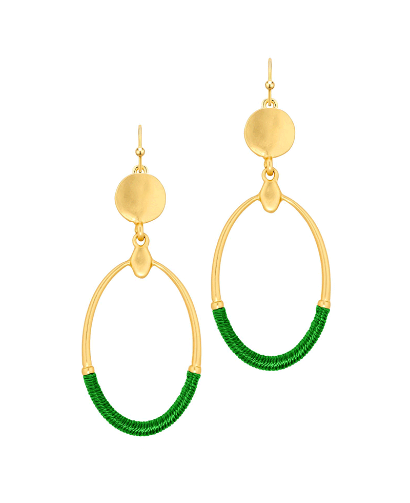Thread Metal Oval Earring