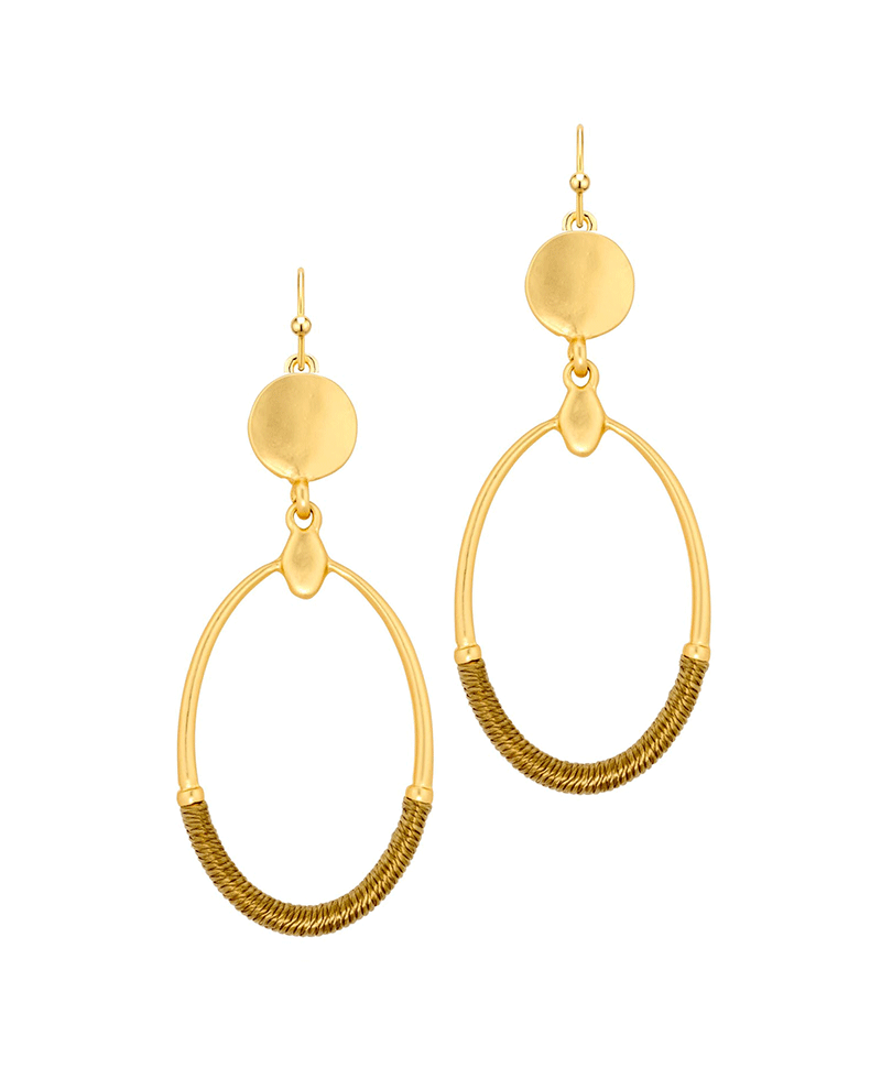 Thread Metal Oval Earring
