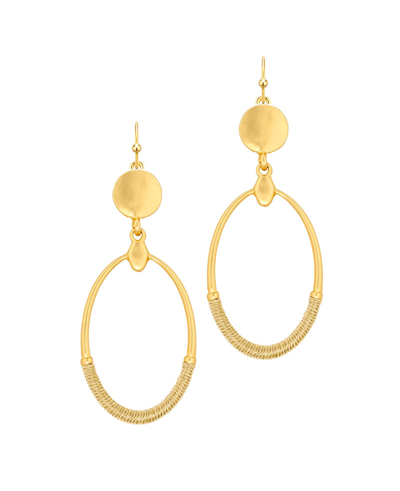 Thread Metal Oval Earring
