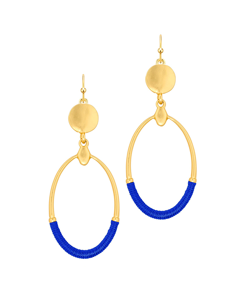 Thread Metal Oval Earring