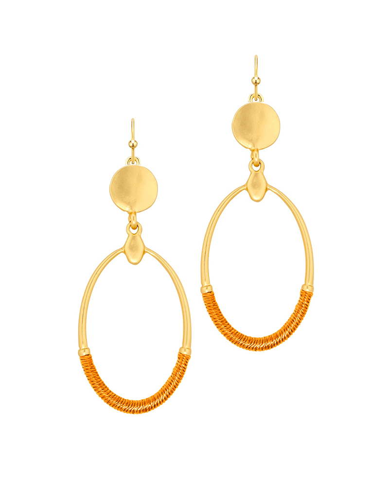 Thread Metal Oval Earring