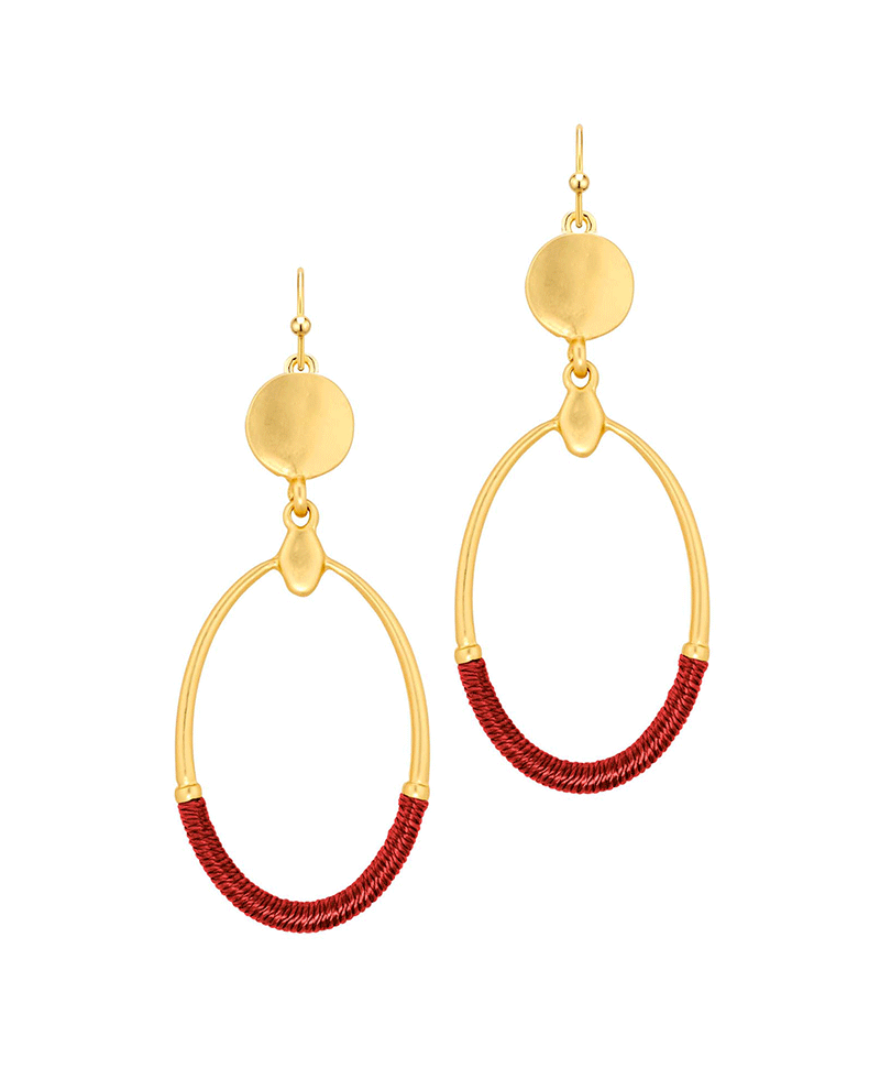 Thread Metal Oval Earring