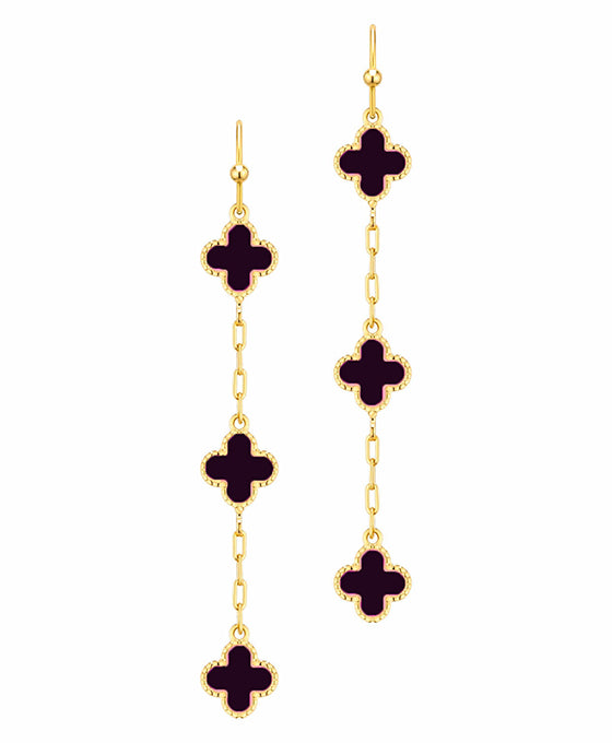 Clover Epoxy Dangle Chain Earring