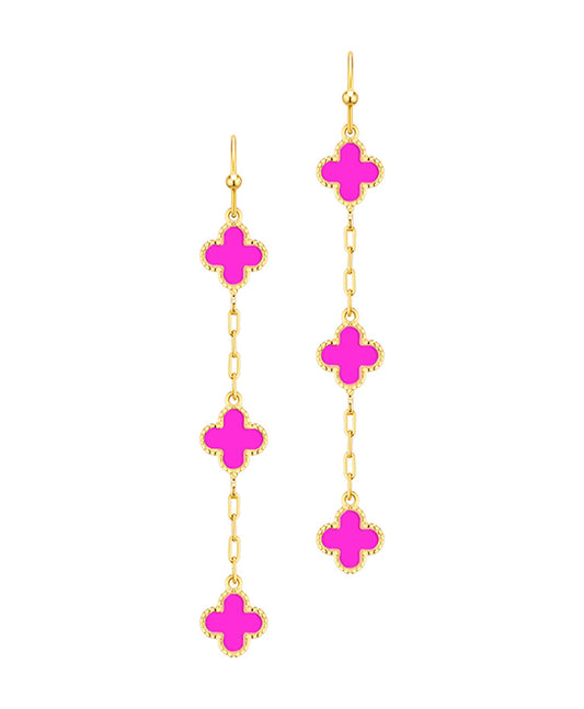 Clover Epoxy Dangle Chain Earring