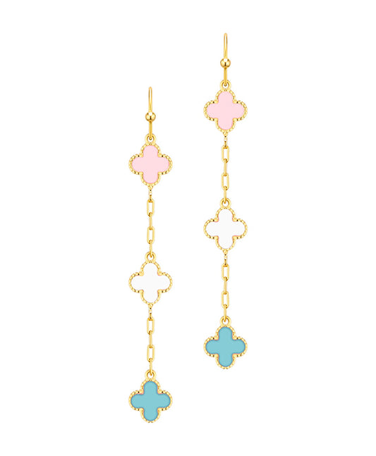 Clover Epoxy Dangle Chain Earring