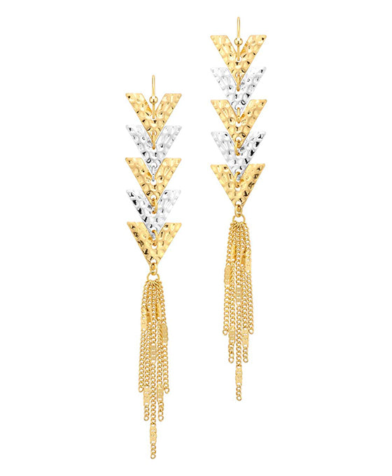Metal Chevron w/ Chain Dangle Earring