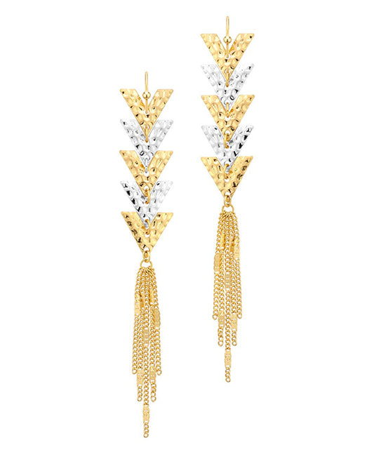 Metal Chevron w/ Chain Dangle Earring