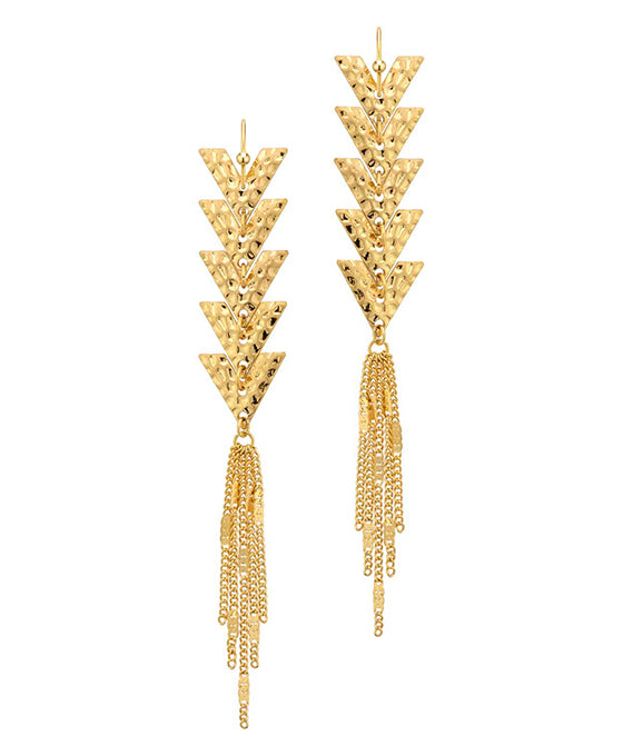 Metal Chevron w/ Chain Dangle Earring