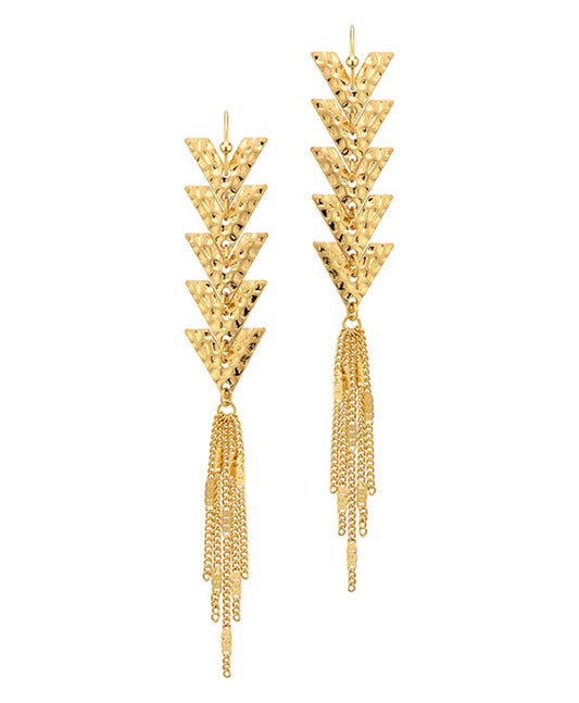 Metal Chevron w/ Chain Dangle Earring