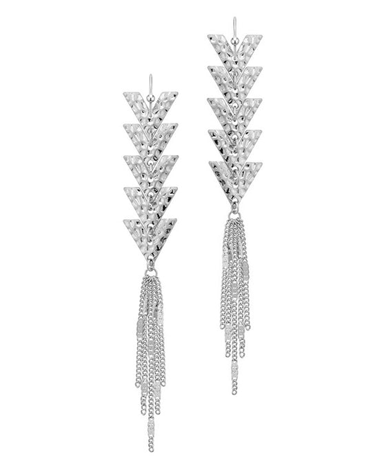 Metal Chevron w/ Chain Dangle Earring