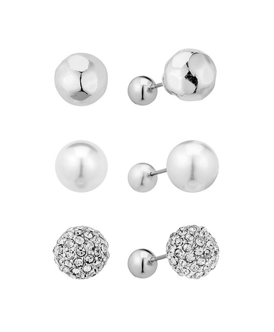 Metal & Pearl & Rhinestone 3 Set Earring