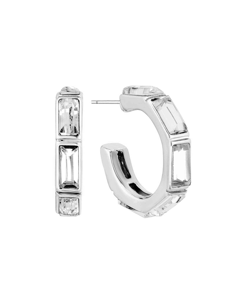 Crystal Baguette 20mm Hoop Earring
