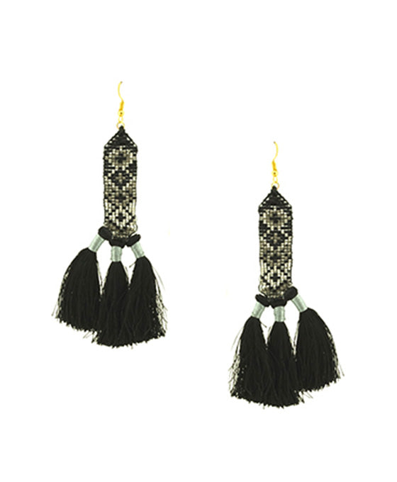 Seed Bead w/ Tassel Fish Hook Earring