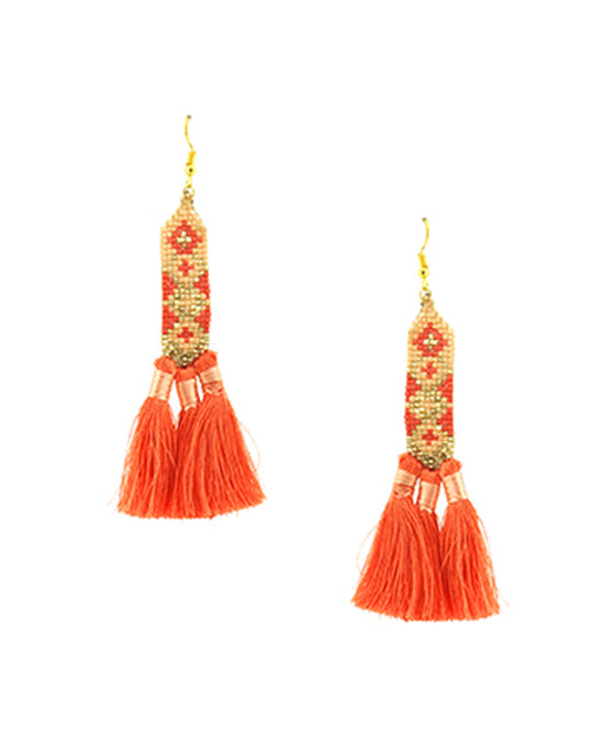 Seed Bead w/ Tassel Fish Hook Earring