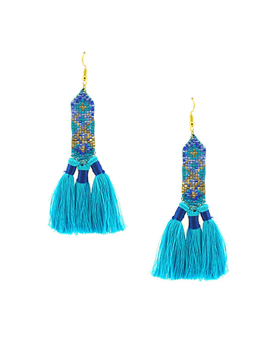 Seed Bead w/ Tassel Fish Hook Earring