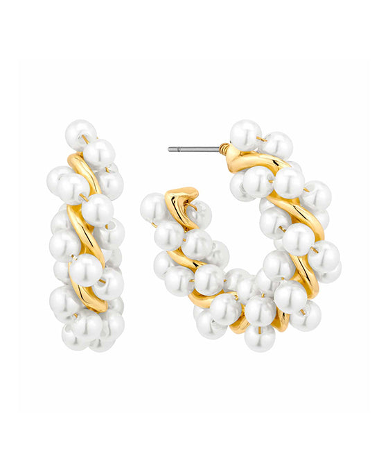 Metal w/ Pearl 30mm Hoop Earring