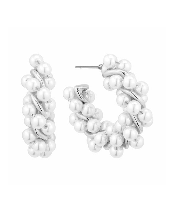 Metal w/ Pearl 30mm Hoop Earring