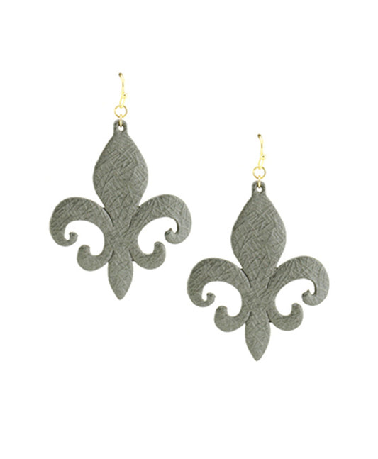 Fleur De Lis Synthetic Leather Earring