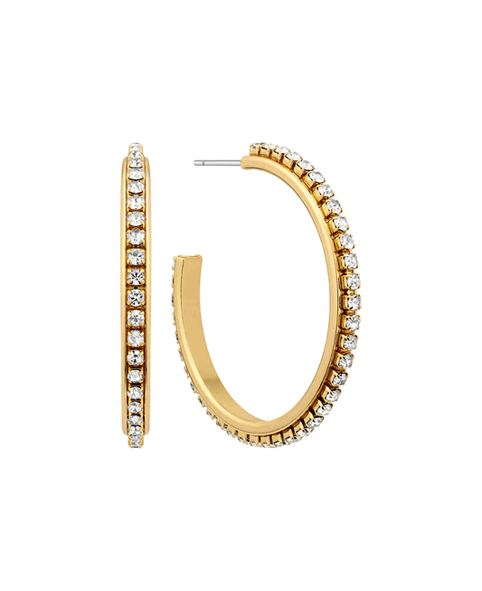 Metal w/ Crystal 35mm Hoop Earring