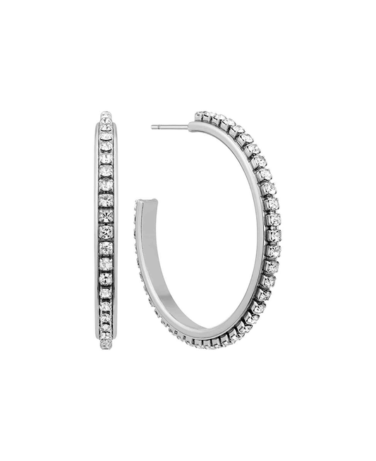 Metal w/ Crystal 35mm Hoop Earring