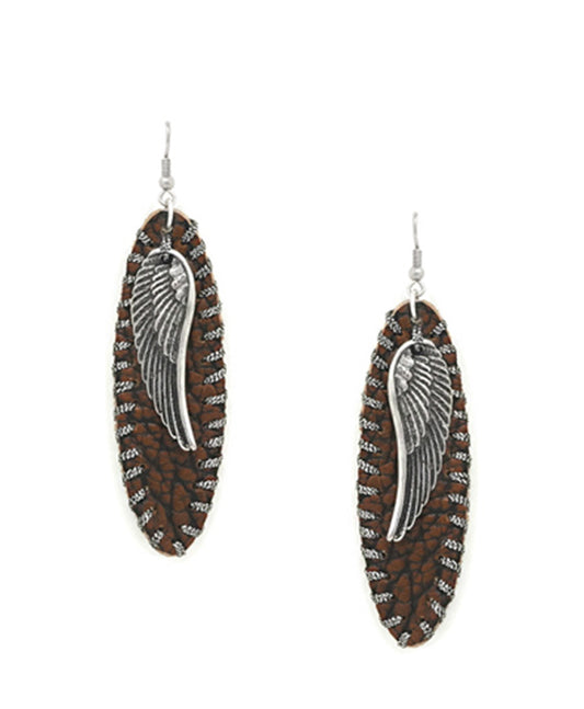 Western Style Wing w/ Leather Earring