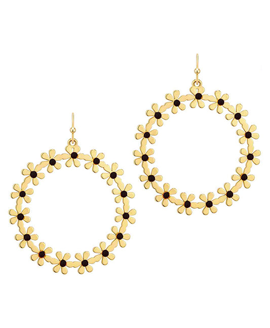 Epoxy Metal Flower Circle Earring