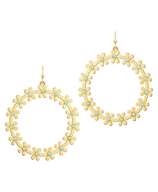Epoxy Metal Flower Circle Earring