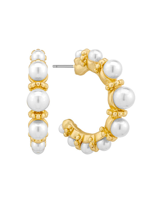 Metal w/ Pearl 30mm Hoop Earring