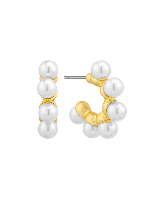 Metal w/ Pearl 20mm Hoop Earring