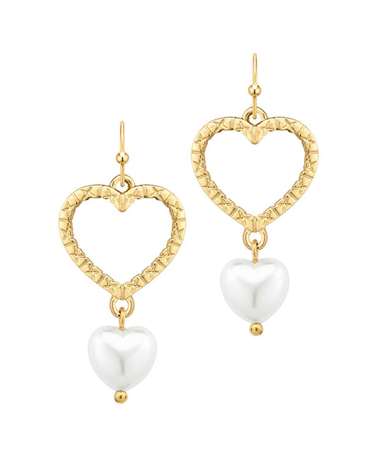 Metal Heart w/ Pearl Earring