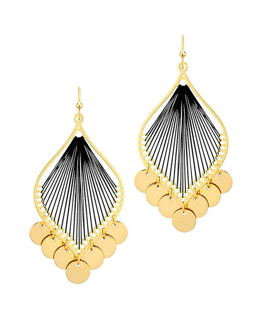 Thread Metal w/ Disc Charm Earring