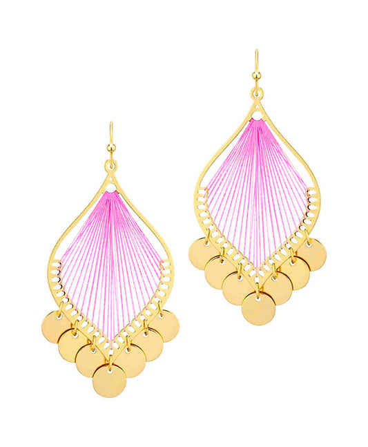 Thread Metal w/ Disc Charm Earring