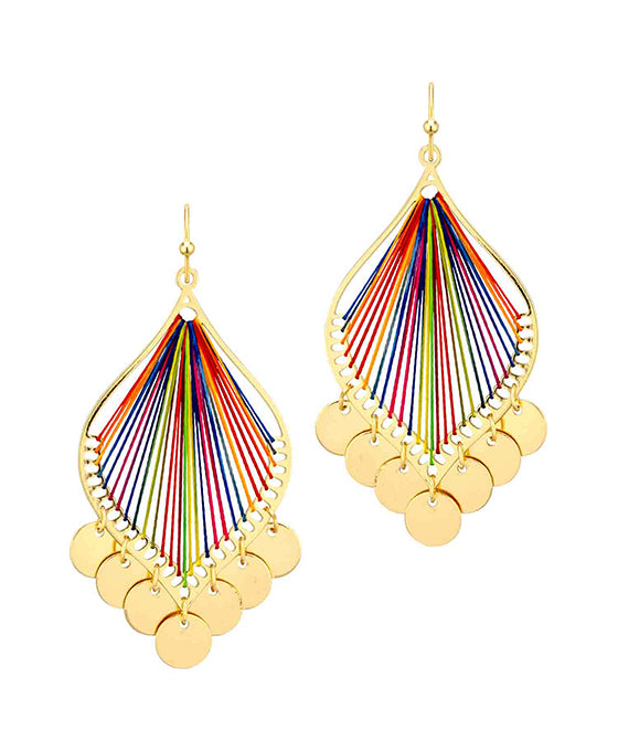 Thread Metal w/ Disc Charm Earring
