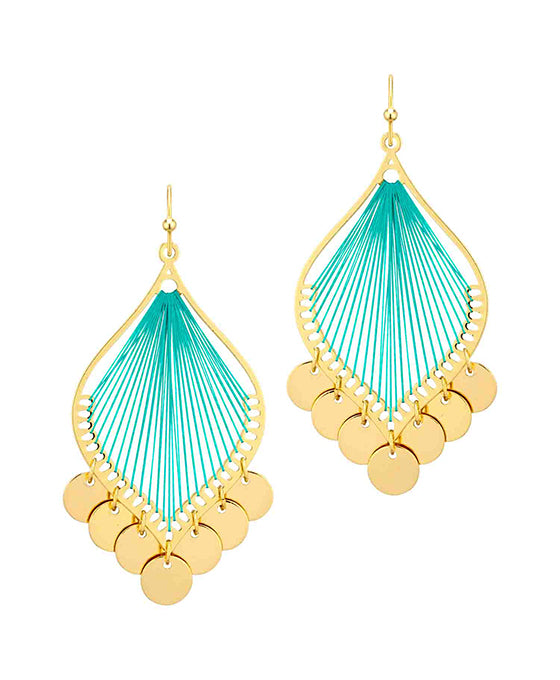 Thread Metal w/ Disc Charm Earring