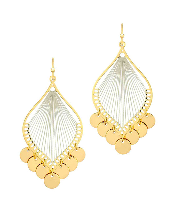 Thread Metal w/ Disc Charm Earring