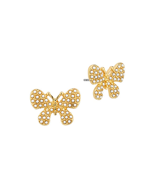 Metal w/ Pearl Butterfly Post Earring