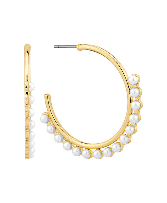 Metal w/ Pearl 30mm Hoop Earring
