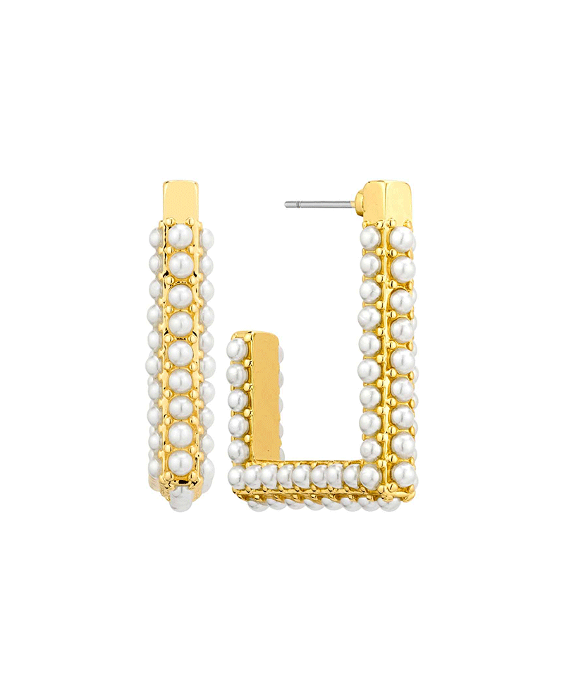 Metal w/ Pearl 25mm Hoop Earring