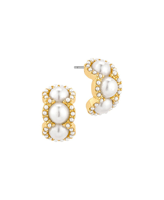 Metal w/ Pearl Hoop Earring