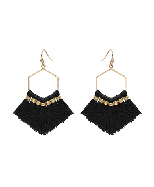 Hexagon Tassel Earring