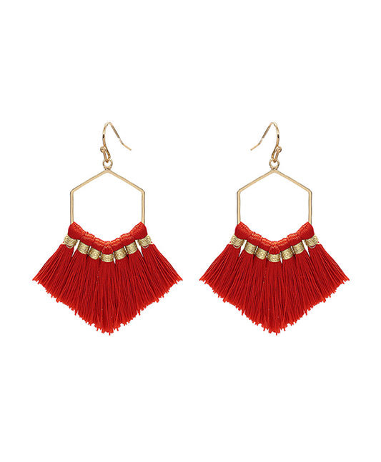 Hexagon Tassel Earring