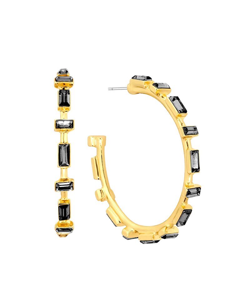 Metal w/ Crystal 40mm Hoop Earring