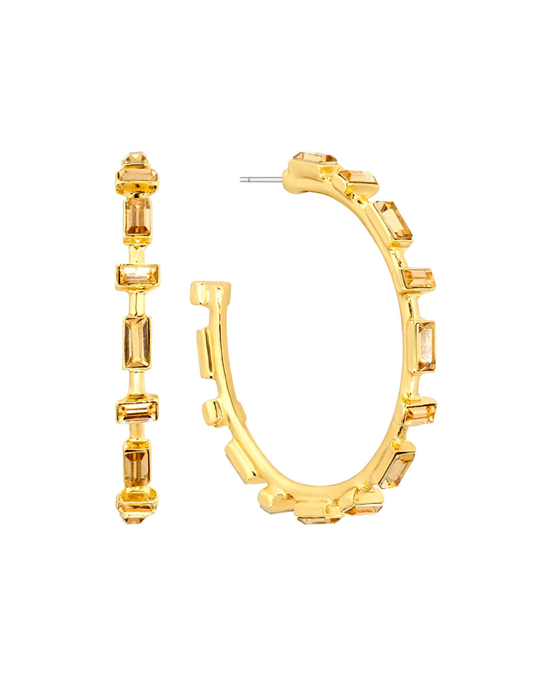 Metal w/ Crystal 40mm Hoop Earring