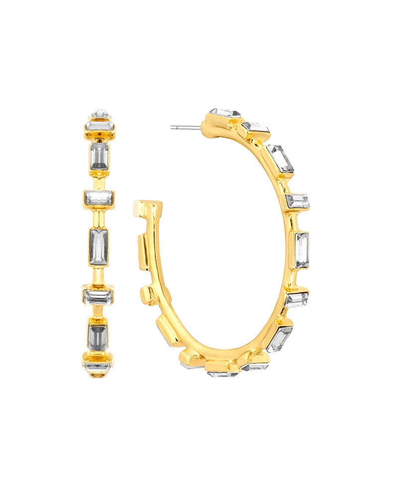 Metal w/ Crystal 40mm Hoop Earring