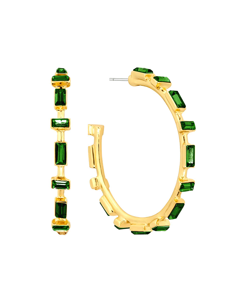 Metal w/ Crystal 40mm Hoop Earring