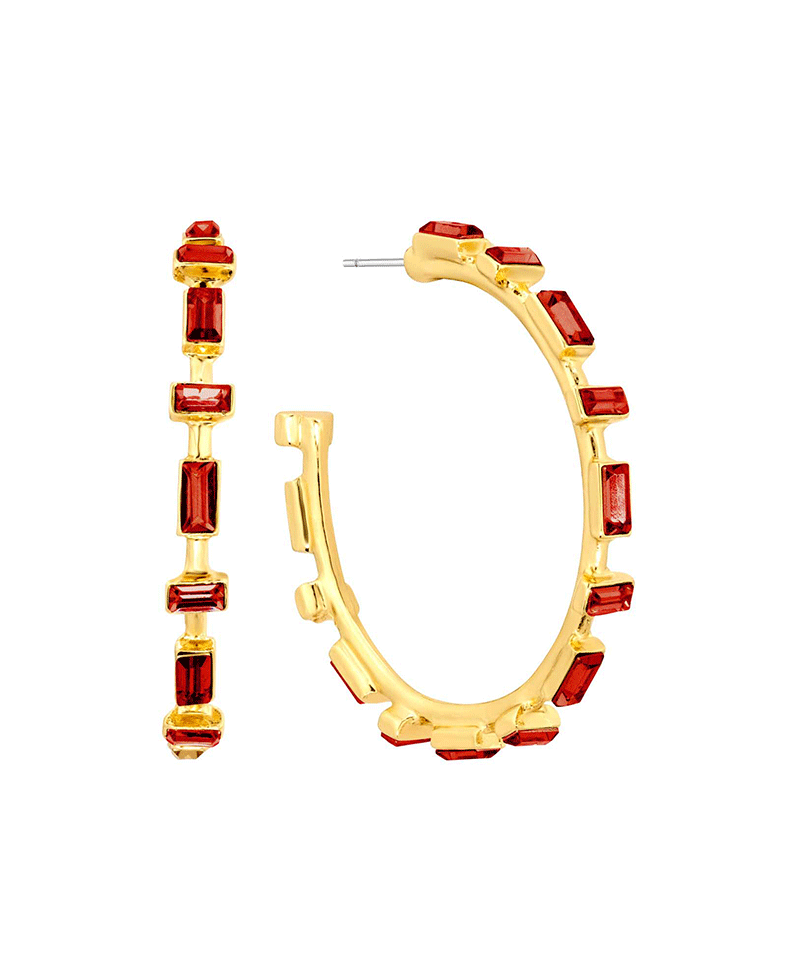 Metal w/ Crystal 40mm Hoop Earring