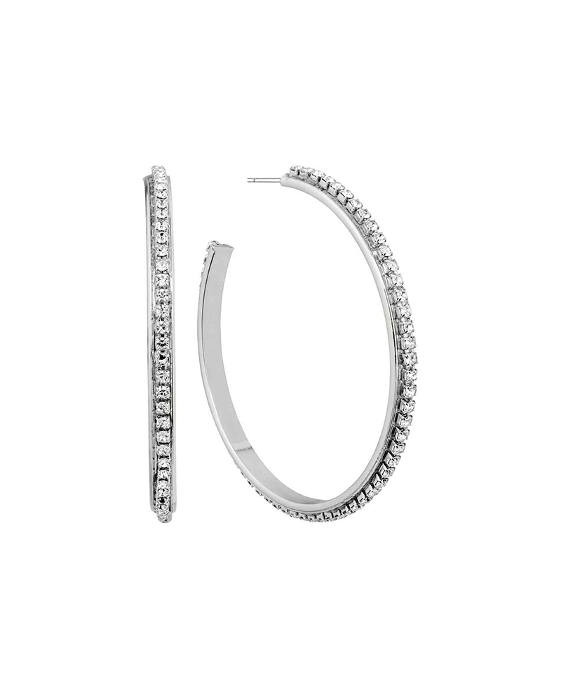 Metal w/ Crystal 46mm Hoop Earring