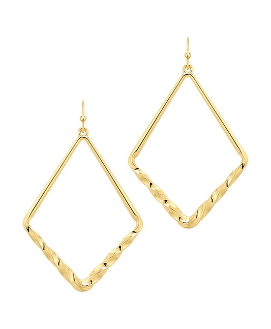 Metal Texture Diamond Shape Earring