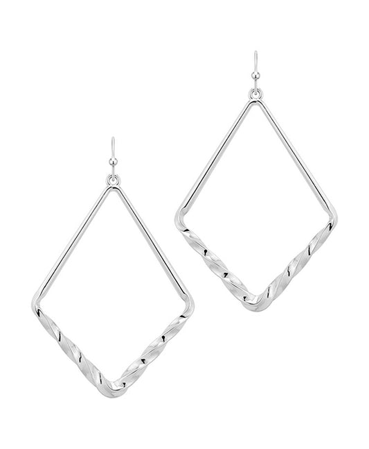 Metal Texture Diamond Shape Earring